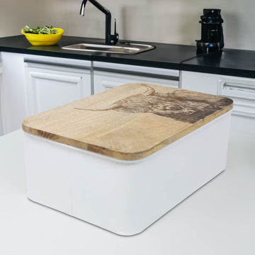 17cm Highland Cow Storage Tin With Wooden Lid