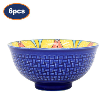 6Pcs 12cm Blue Mandala Decorative Dessert Bowl