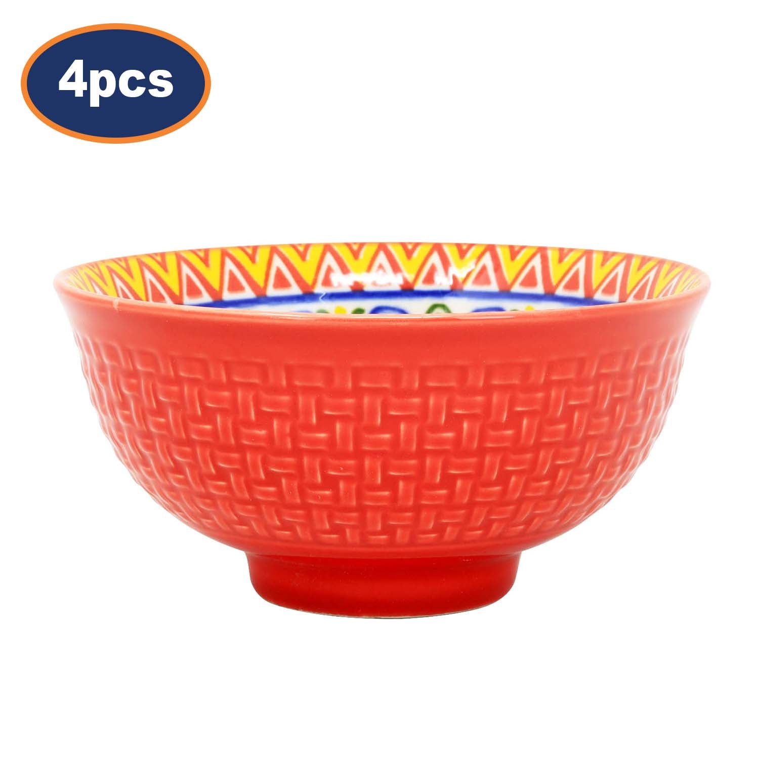 4Pcs 12cm Red Mandala Decorative Dessert Bowl