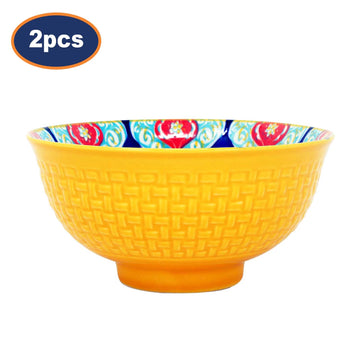 2Pcs 12cm Yellow Mandala Decorative Dessert Bowl