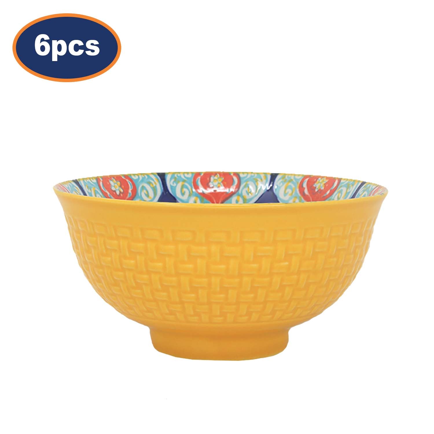 6Pcs 12cm Yellow Mandala Decorative Dessert Bowl