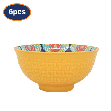 6Pcs 12cm Yellow Mandala Decorative Dessert Bowl