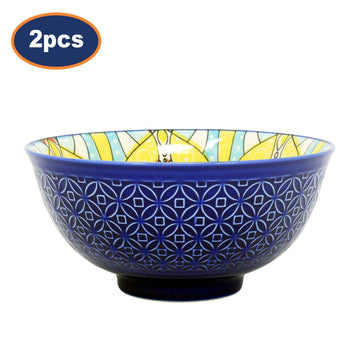 2Pcs 15cm Blue Mandela Decorative Soup Bowl