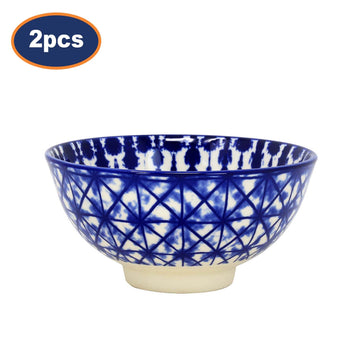 2Pcs 12cm Crisscross Blue White Japanese Decorative Dessert Bowl