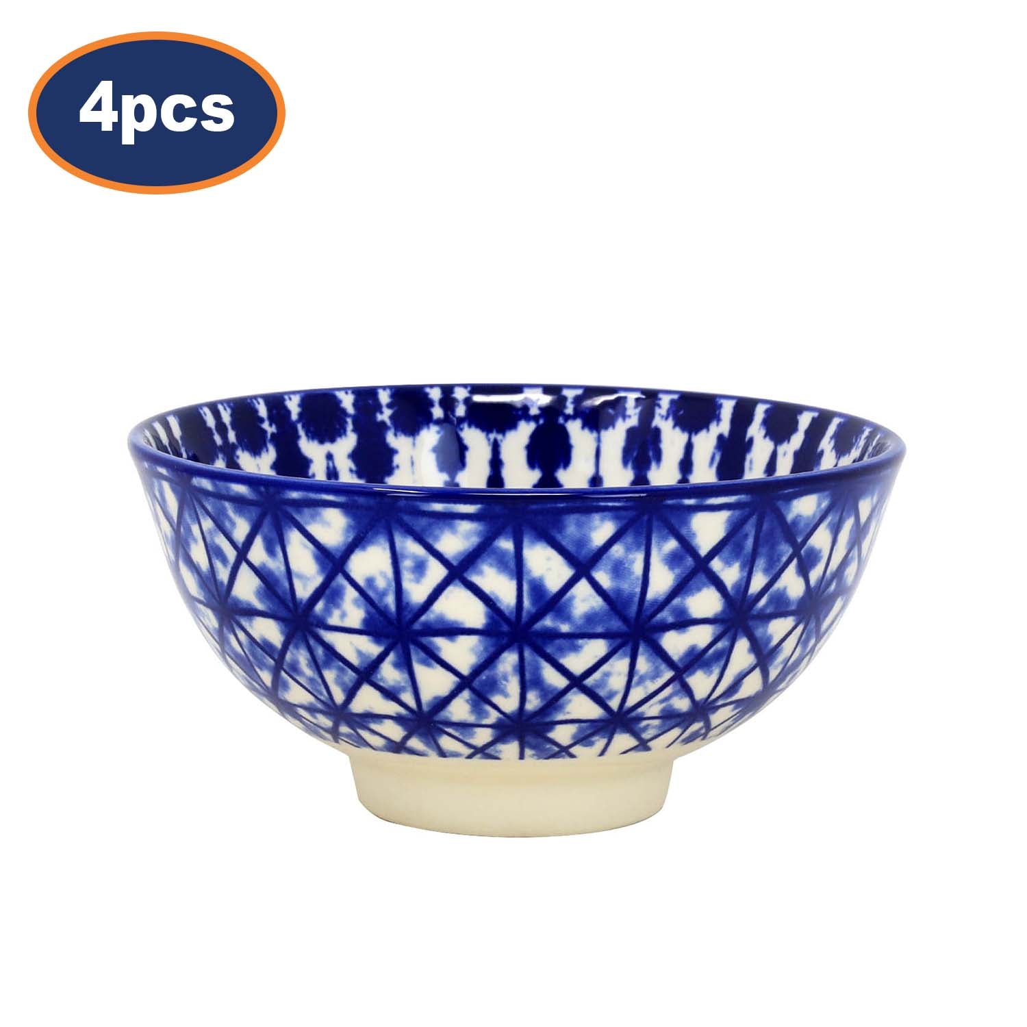 4Pcs 12cm Crisscross Blue White Japanese Decorative Dessert Bowl
