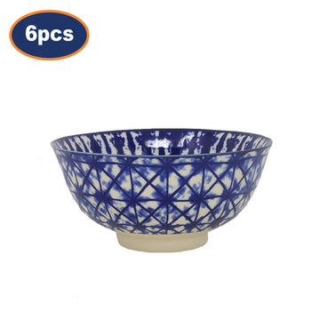 6Pcs 12cm Crisscross Blue White Japanese Decorative Dessert Bowl