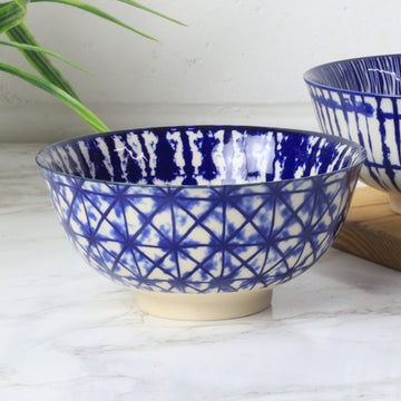 12cm Crisscross Blue White Japanese Decorative Dessert Bowl