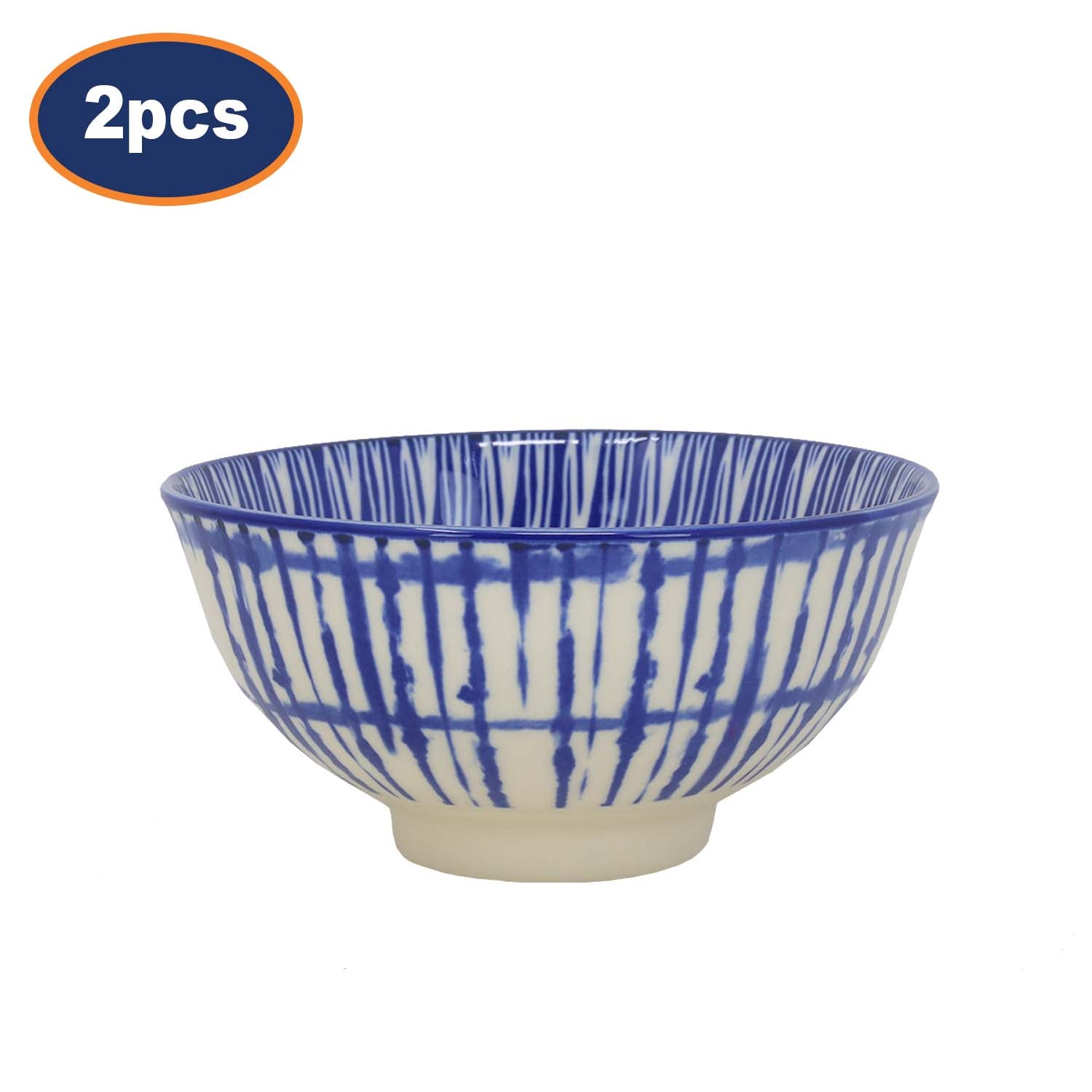 2Pcs 12cm Vertical Blue Lines Japanese Decorative Dessert Bowl