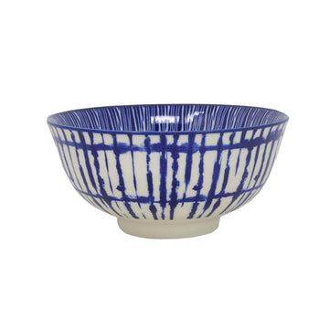 15cm Vertical Blue Lines Japanese Stoneware Decorative Soup Bowl