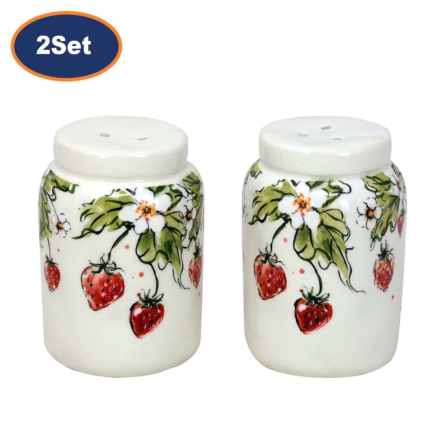 4Pcs Strawberry Design Salt & Pepper Shakers Ceramic Cruet Set