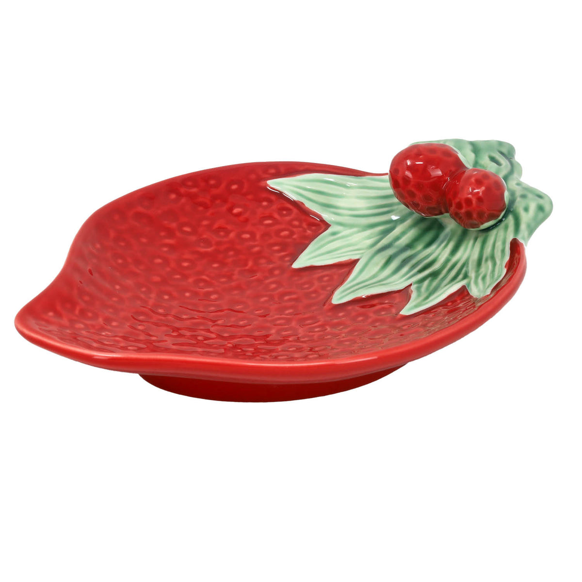 Red Strawberry Shaped Ceramic Decorative Plate