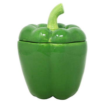 3D Green Pepper Shaped Ceramic Storage Jar w/ Lid