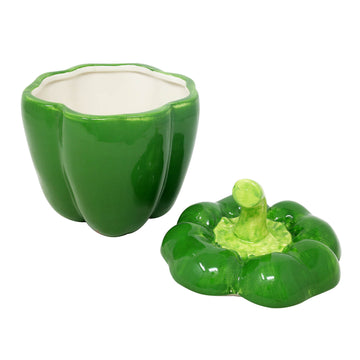3D Green Pepper Shaped Ceramic Storage Jar w/ Lid
