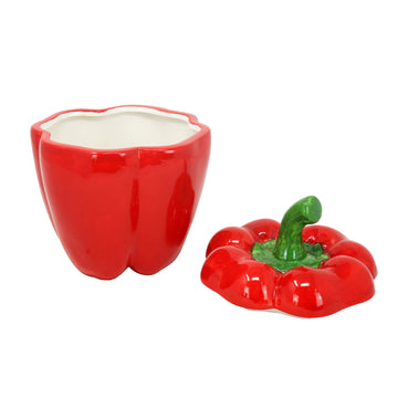 2Pcs 3D Red Pepper Shaped Ceramic Storage Jar with Lid
