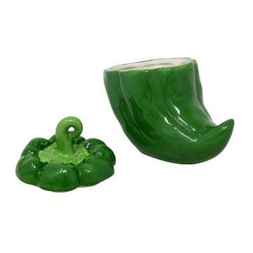 3D Green Chili Shaped Ceramic Storage Jar with Lid