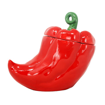 3D Red Chili Shaped Ceramic Storage Jar with Lid