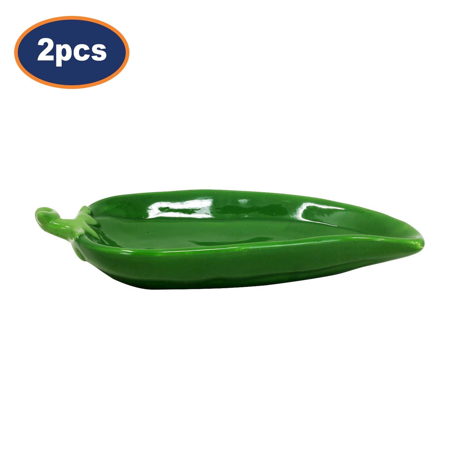 2Pcs 3D Green Chili Shaped Ceramic Decorative Plate