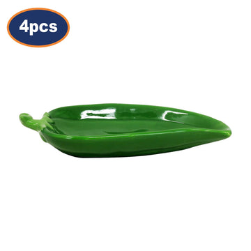 4Pcs 3D Green Chili Shaped Ceramic Decorative Plate