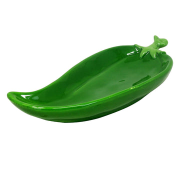 2Pcs 3D Green Chili Shaped Ceramic Decorative Plate