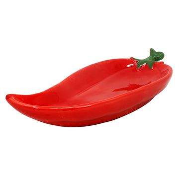 3D Red Chili Shaped Ceramic Decorative Plate