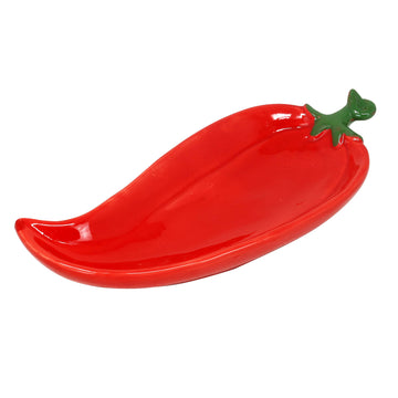 3D Red Chili Shaped Ceramic Decorative Plate