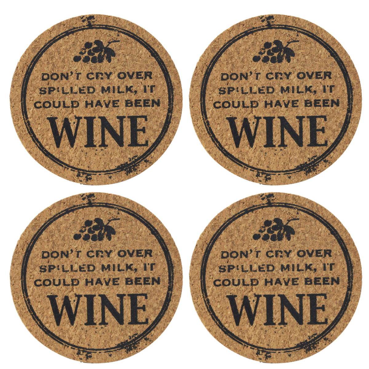 Set of 4 'Could Been Wine' Round Novelty Cork Coaster