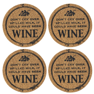 Set of 4 'Could Been Wine' Round Novelty Cork Coaster
