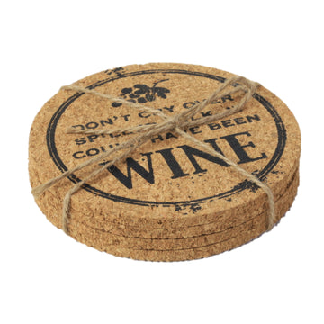 Set of 4 'Could Been Wine' Round Novelty Cork Coaster
