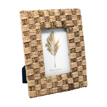 5x7in Brown Rattan Check Photo Frame