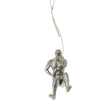 Silver Abseiling Man Hanging Wall Figure