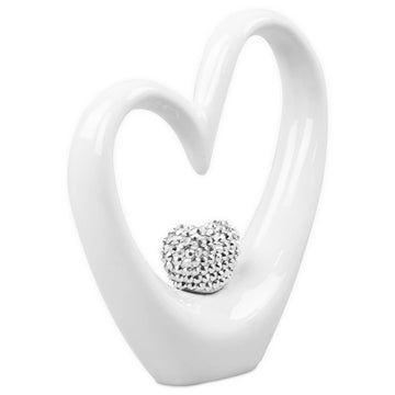 White Large Heart Shaped Figure with Diamonds