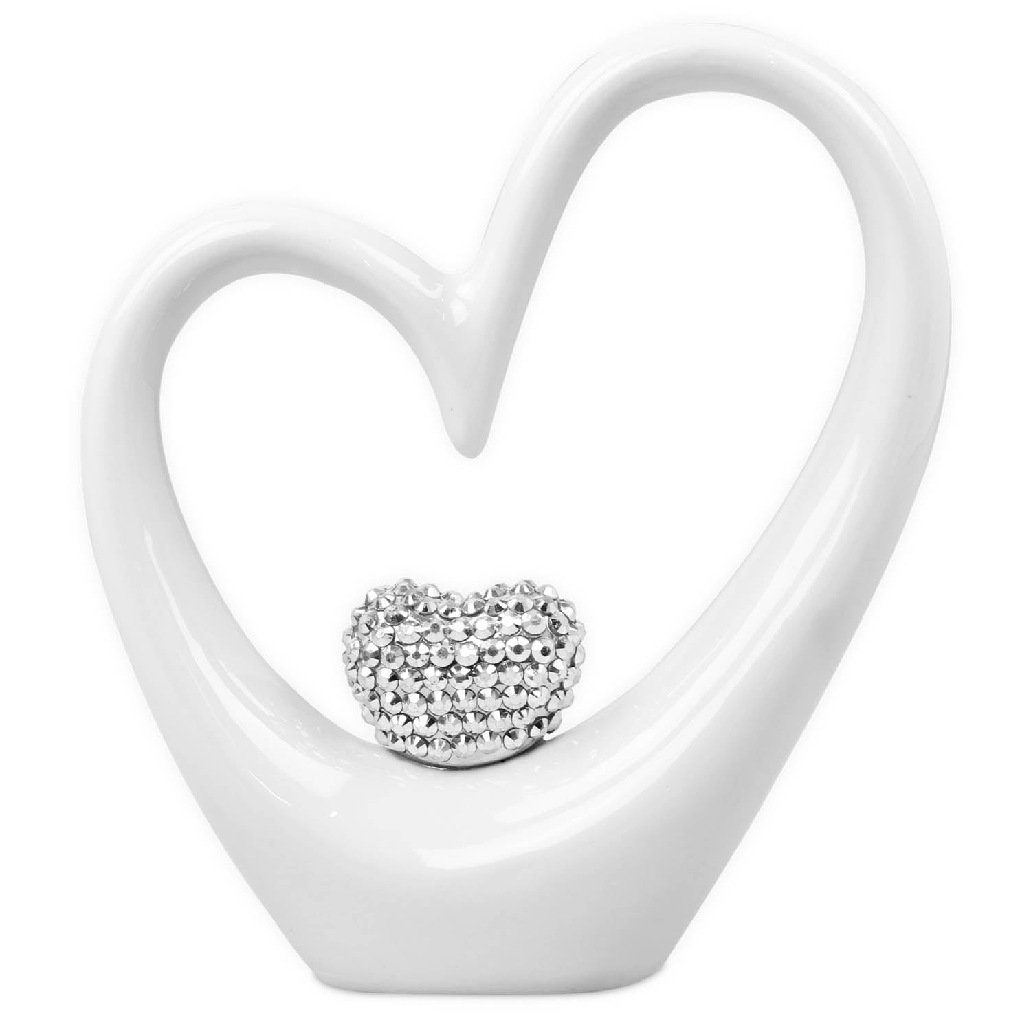 White Large Heart Shaped Figure with Diamonds