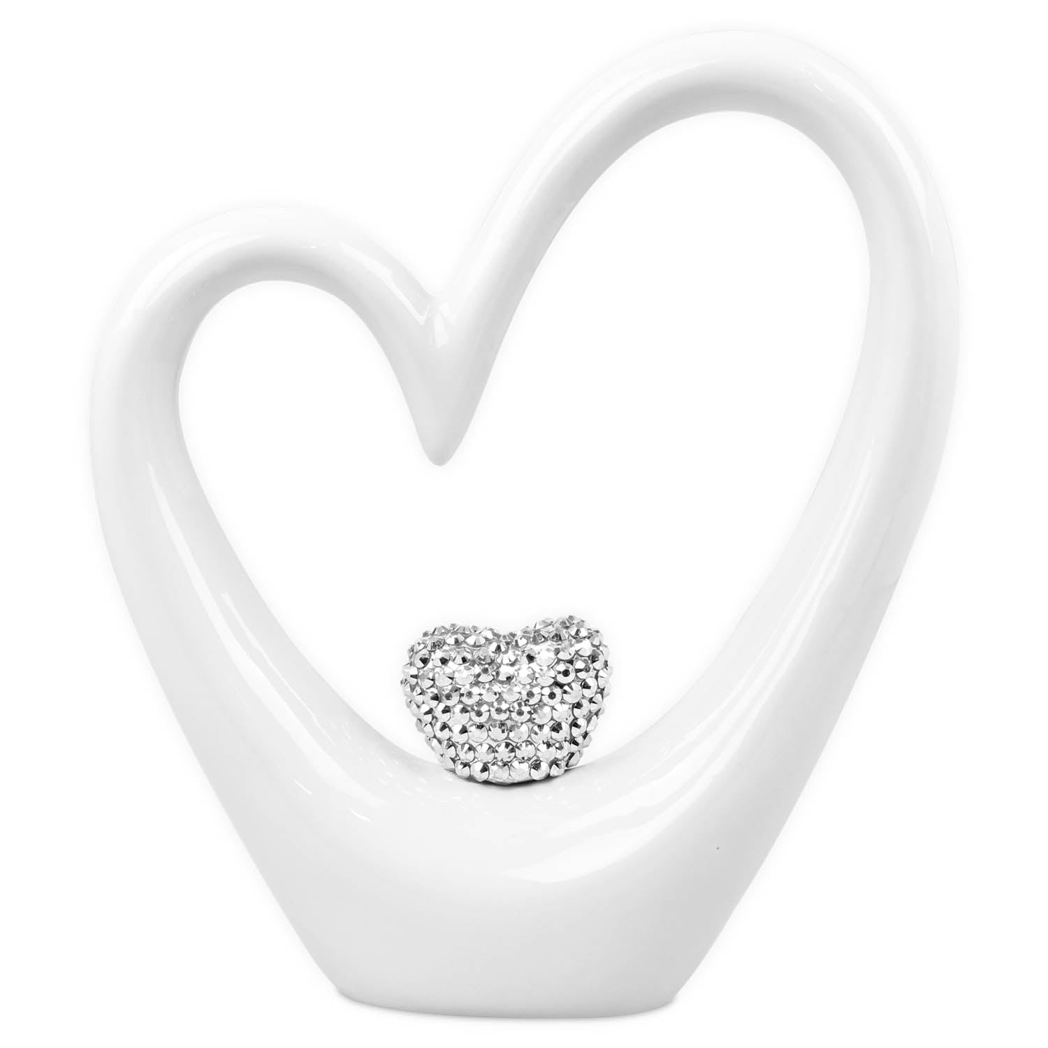 White Small Heart Shaped Figure with Diamonds