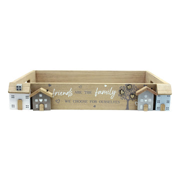 Small Wooden House Tree Serving Tray