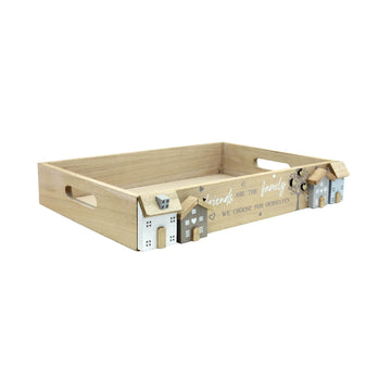 Small Wooden House Tree Serving Tray