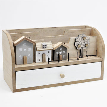 Shabby Chic Wooden House Family Tree Letter Rack Desk Organiser
