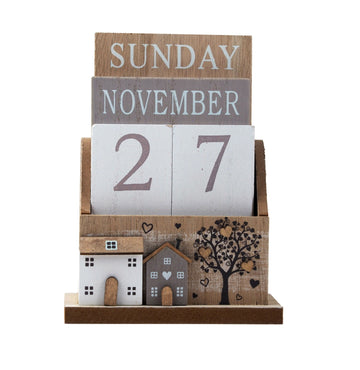 Wooden Country House & Tree Design Perpetual Calendar