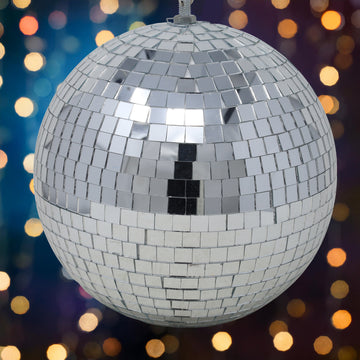 20cm Bright Silver Hanging Mirror Disco Glitter Ball