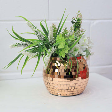 Copper Glass Disco Ball Design Ice Bucket Planter