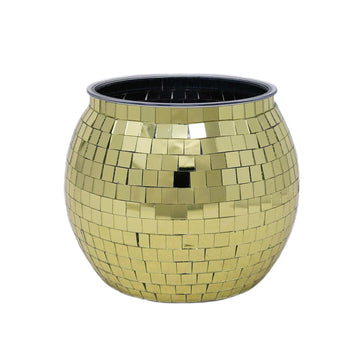 Gold Glass Disco Ball Design Ice Bucket Planter