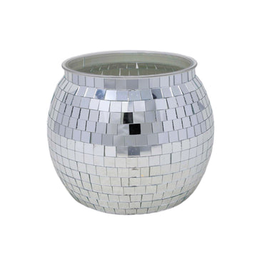 Silver Glass Disco Ball Design Ice Bucket Planter