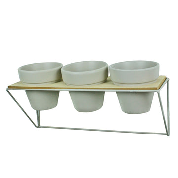 Beige Ceramic Wall Potting Shed Triple Plant Stand