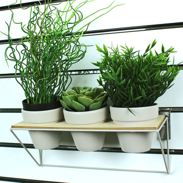 Beige Ceramic Wall Potting Shed Triple Plant Stand