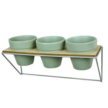 Green Wall Potting Shed Triple Plant Stand