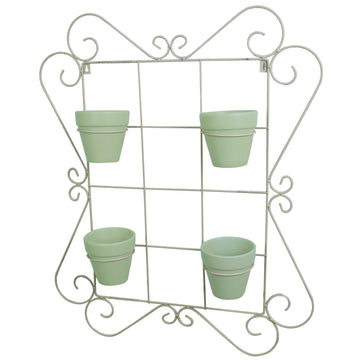 4Pcs Green Pots with Square Wall Potting Frame