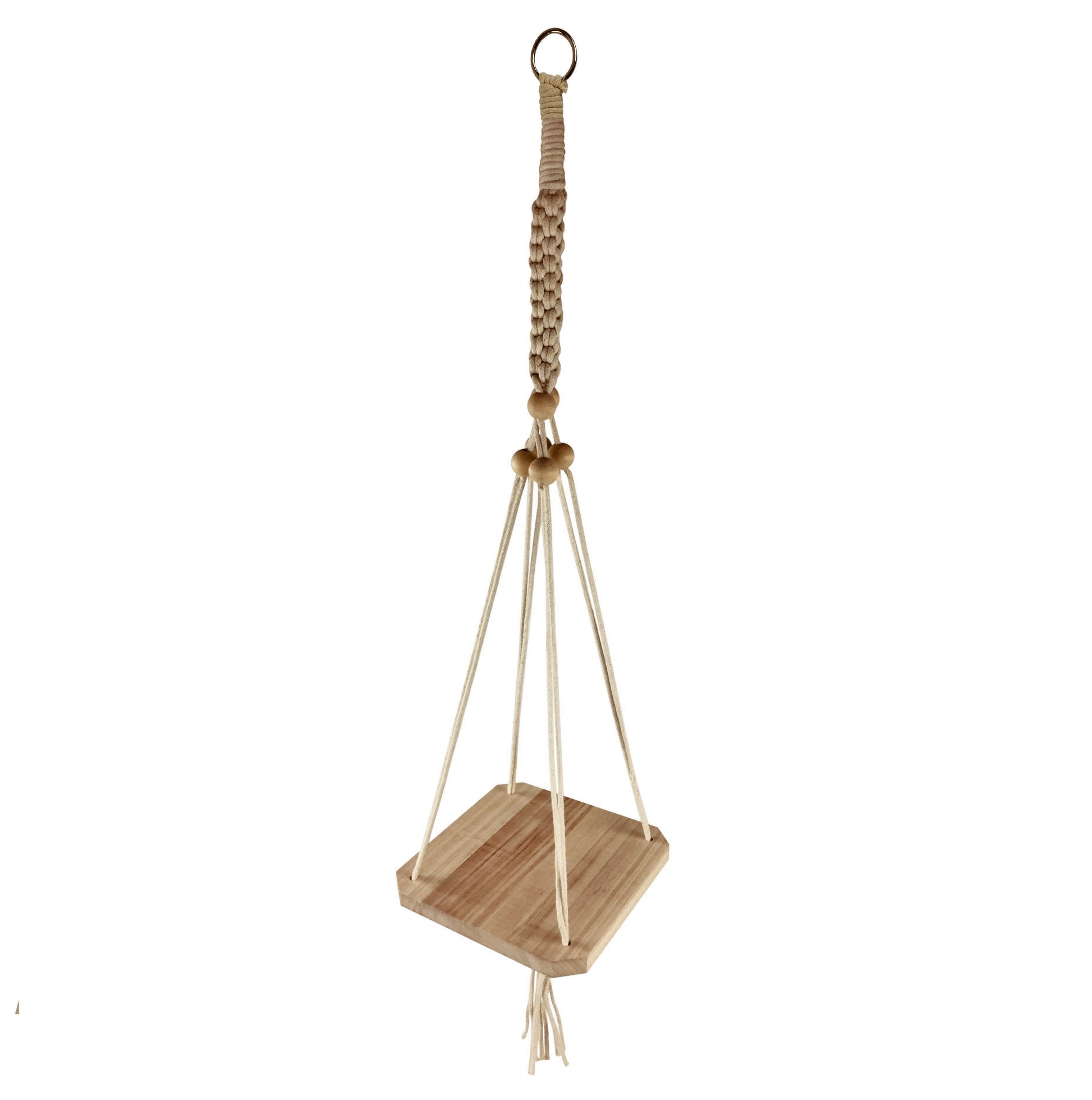 Macrame Hanging Rope Wooden Shelf