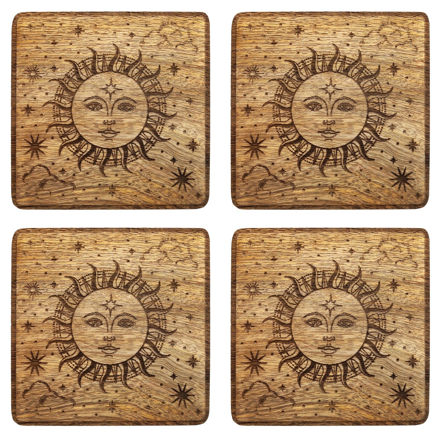 Set Of 4 Sun Moon Coasters