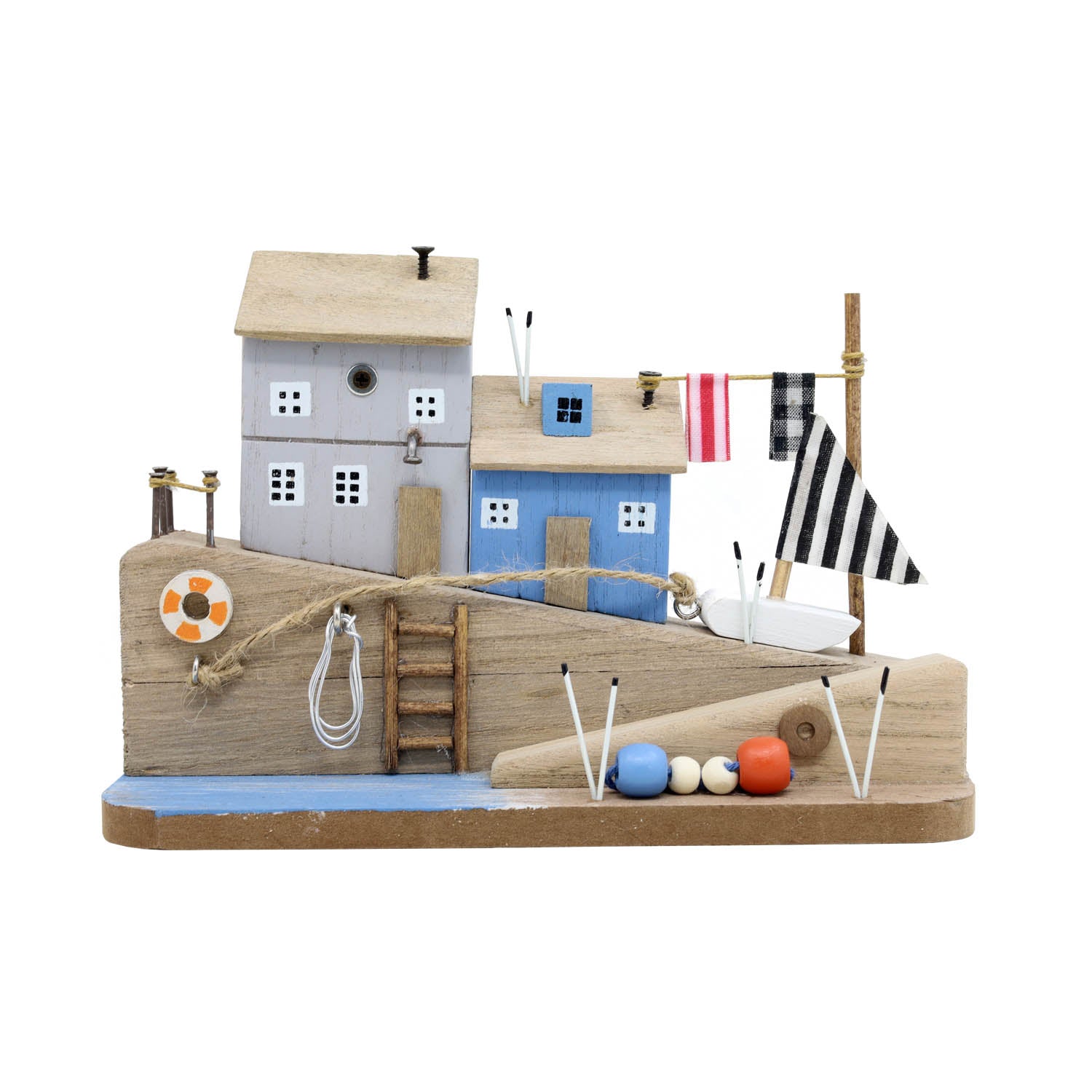 Seashore Wooden House With Boat Ornament