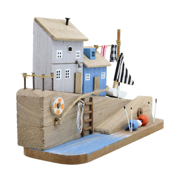 Seashore Wooden House With Boat Ornament