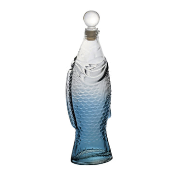 3Pcs 26cm Dark Blue Glass Fish Shaped Decorative Bottles